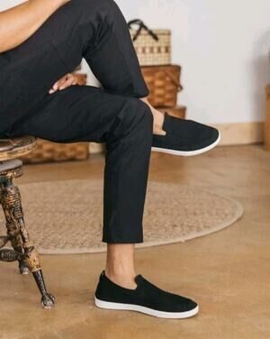 SUAVS The Barton Knit Slip-On Shoes Jet Black White US Women 8 / Mens 6